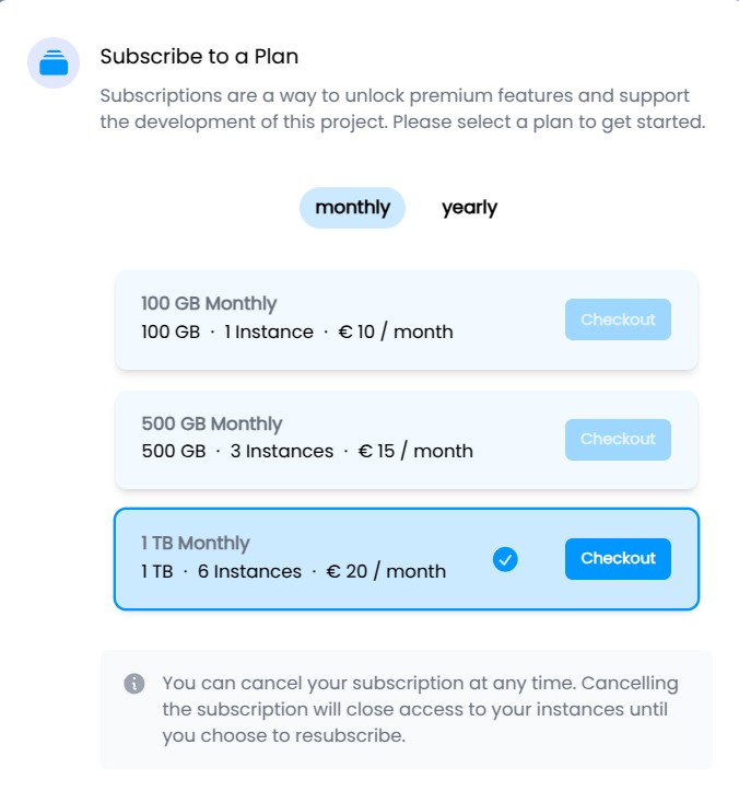 Subscribe to a plan
