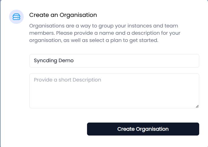 Create an organisation